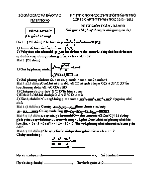 Đề thi chọn học sinh giỏi thành phố môn Toán Lớp 12 - Bảng B - Năm học 2012-2013 - Sở GD & ĐT Hải Phòng